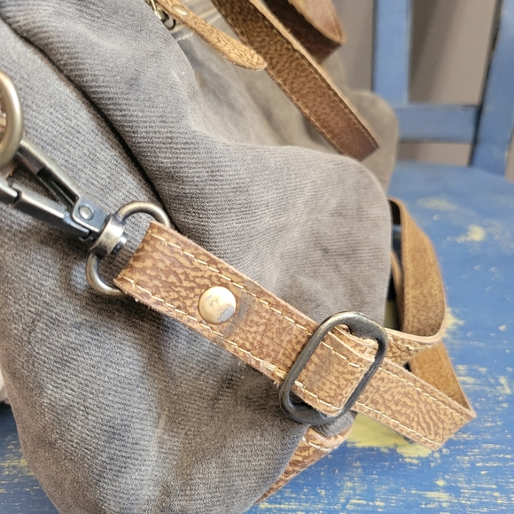 Myra Canvas/Leather Grey Crossbody Handbag Southwest Western OS - Picture 5 of 5